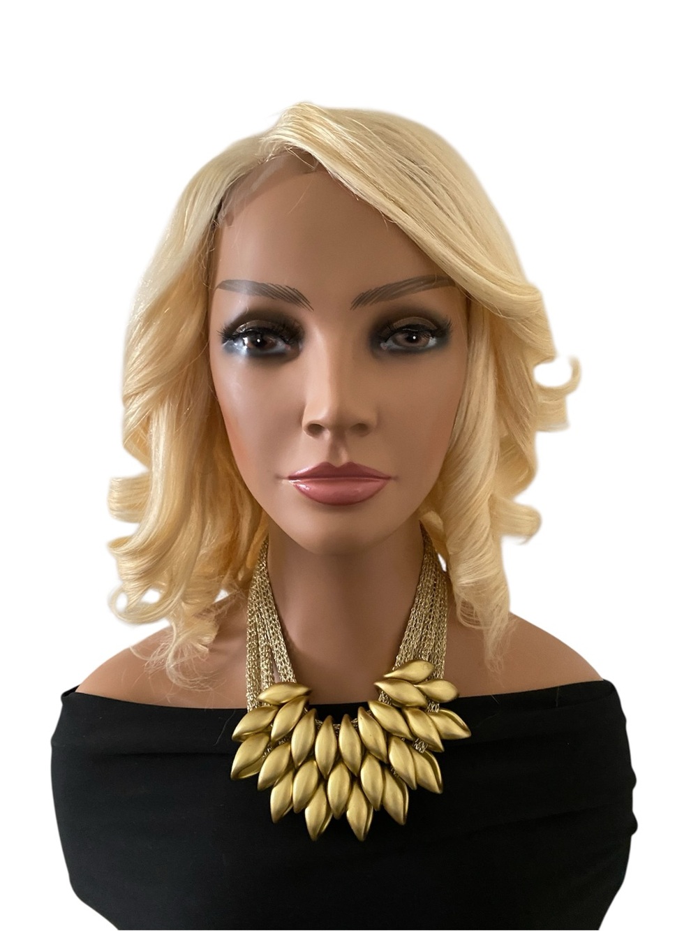 BC226 Human Hair Handmade blonde Wig 12”